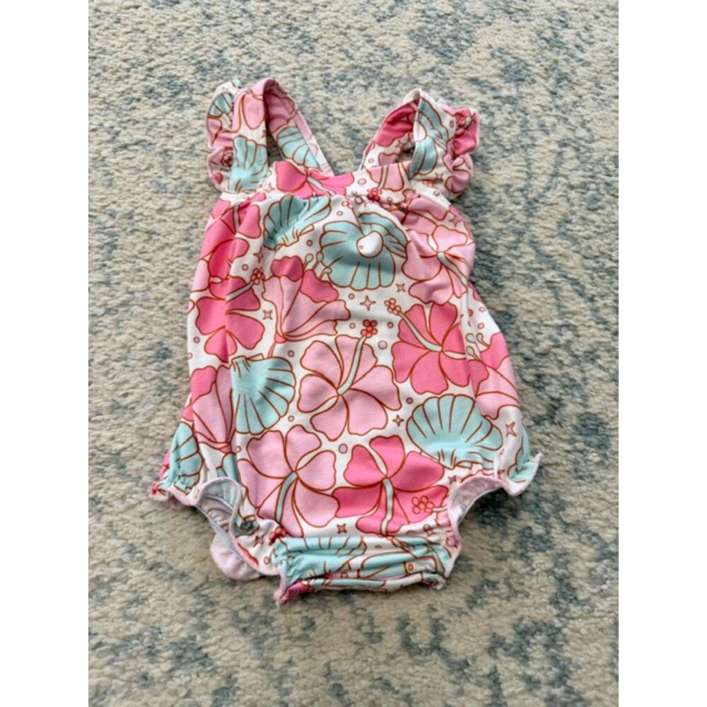 Mila & Rose Beach Daze Ruffle Cross Back Romper 0-3 months